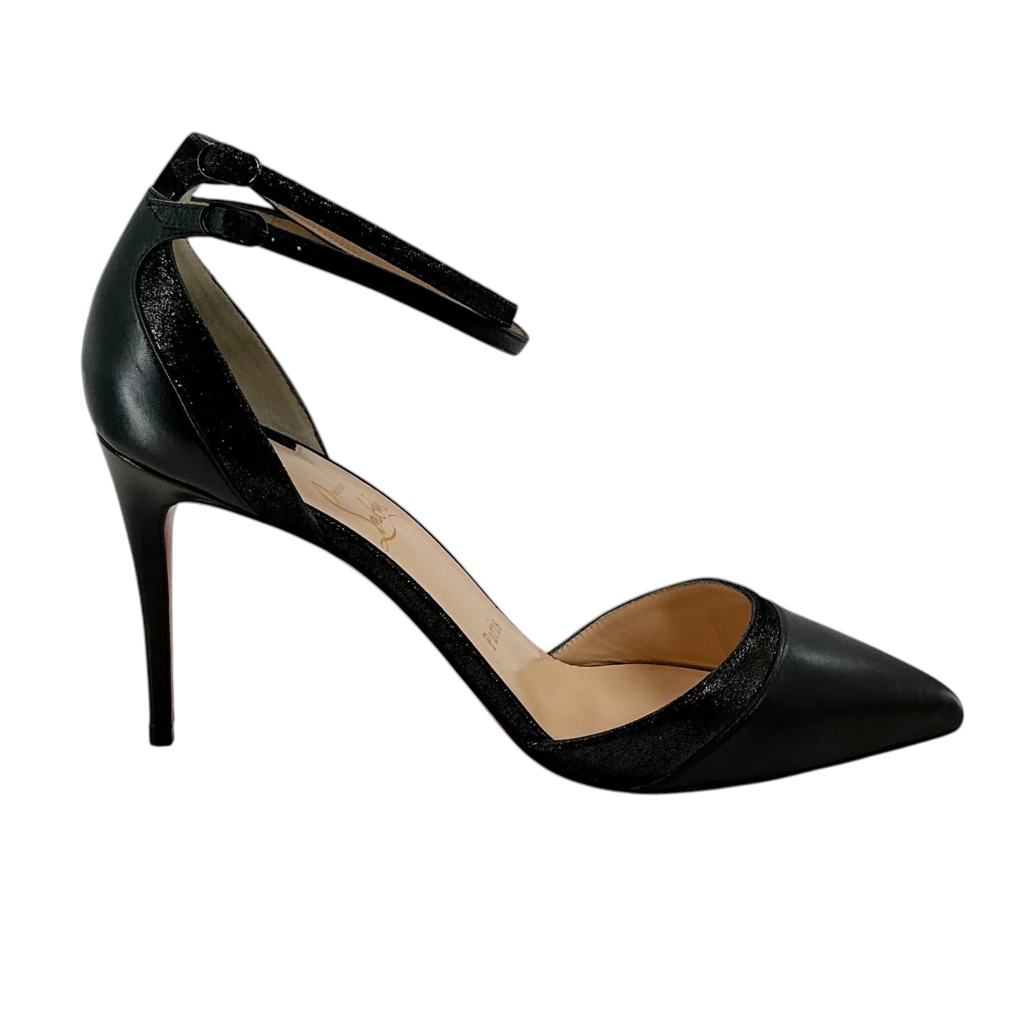 Christian Louboutin Uptown Double Black Leather Pointed Toe Pumps