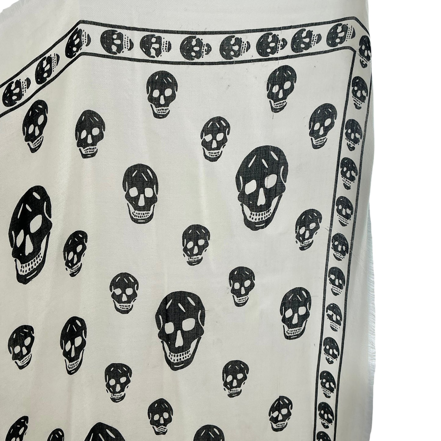 Alexander McQueen Silk Skull Chiffon Scarf - Ivory / Black