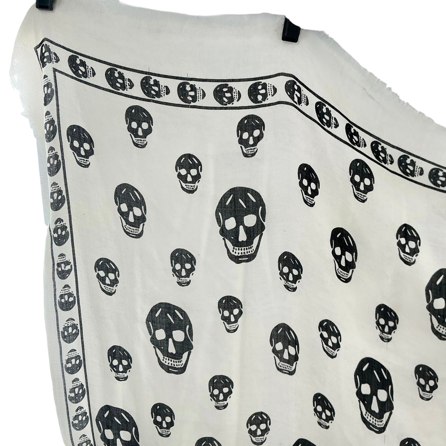 Alexander McQueen Silk Skull Chiffon Scarf - Ivory / Black