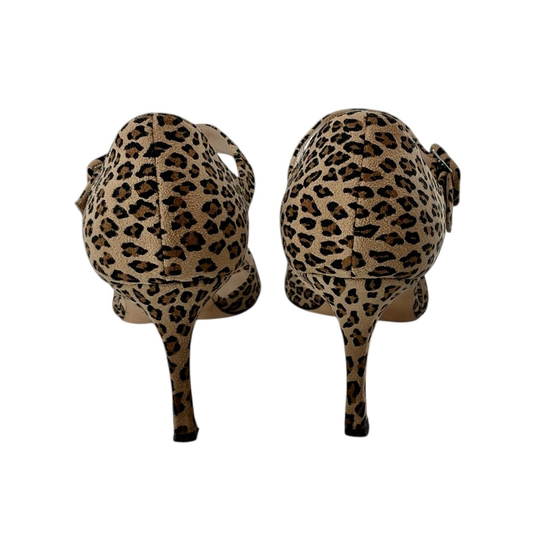 Manolo Blahnik Caldo Leopard Print Peep-Toe Heels