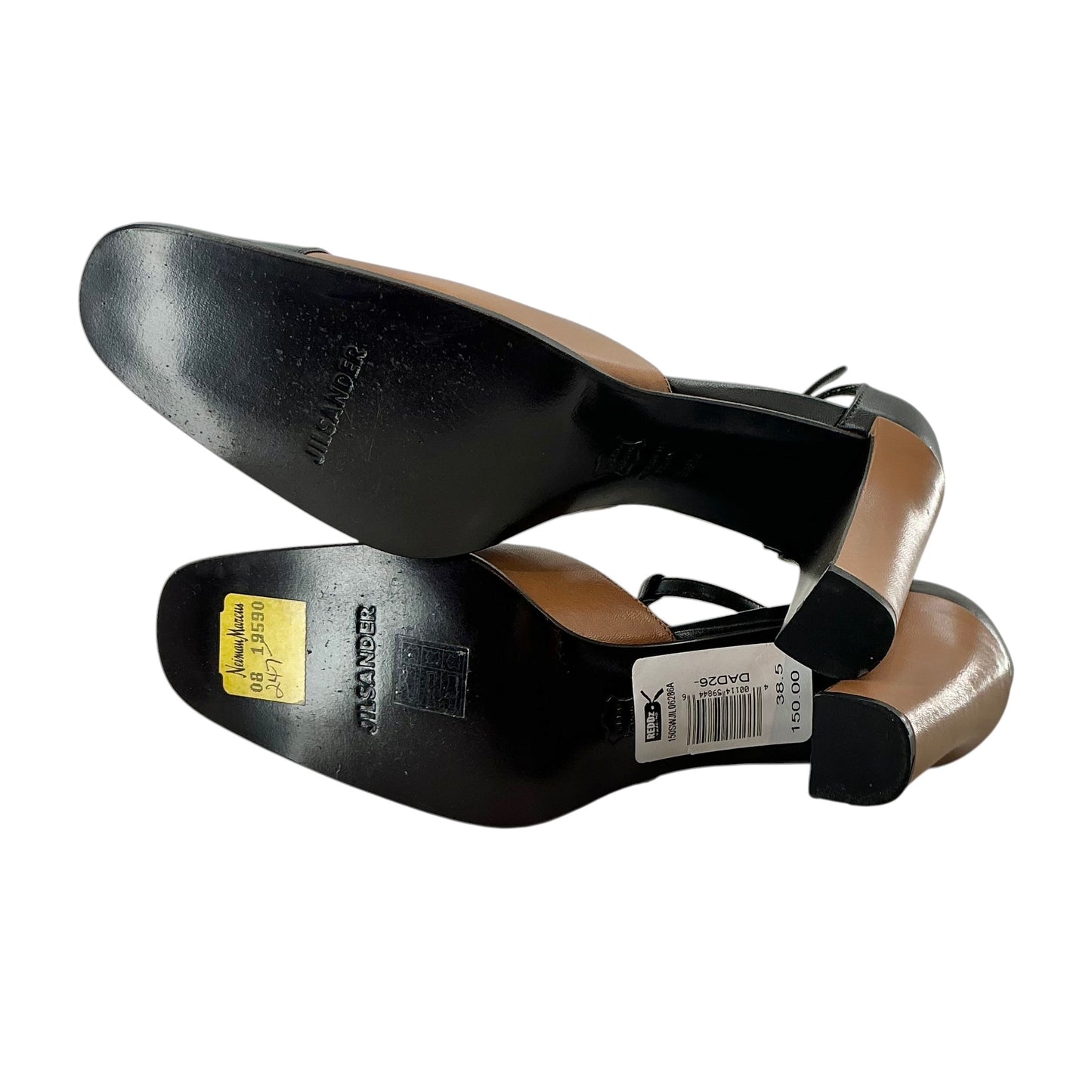 JIL SANDER Two-Tone Leather T-Strap Pumps