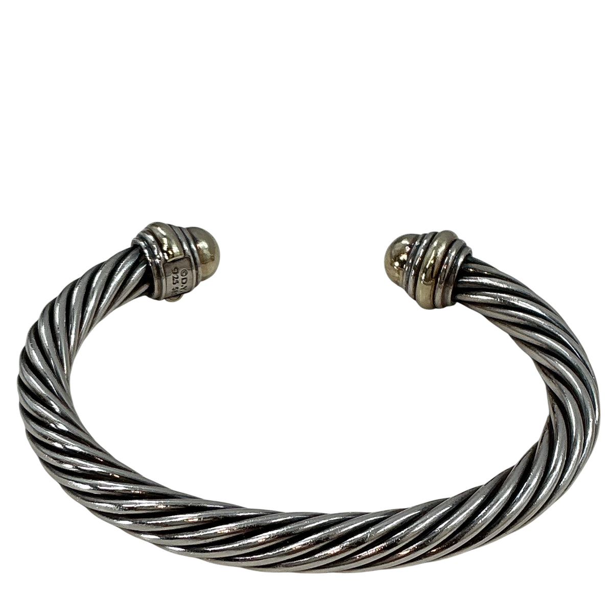 David Yurman Two-Tone Dome Classic Cable Cuff Bracelet 925 Sterling Silver 14K Gold