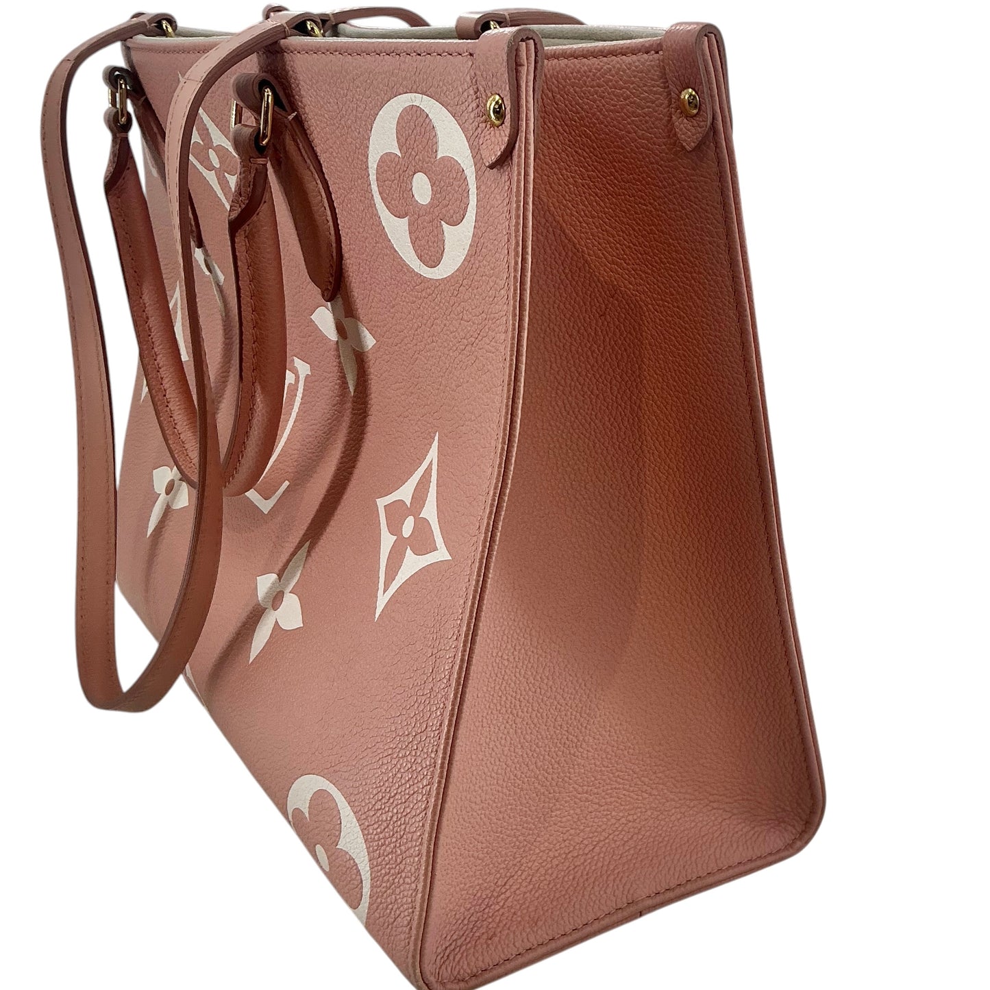 Louis Vuitton Monogram Empreinte Giant OnTheGo MM Rose Trianon Crème Tote Bag