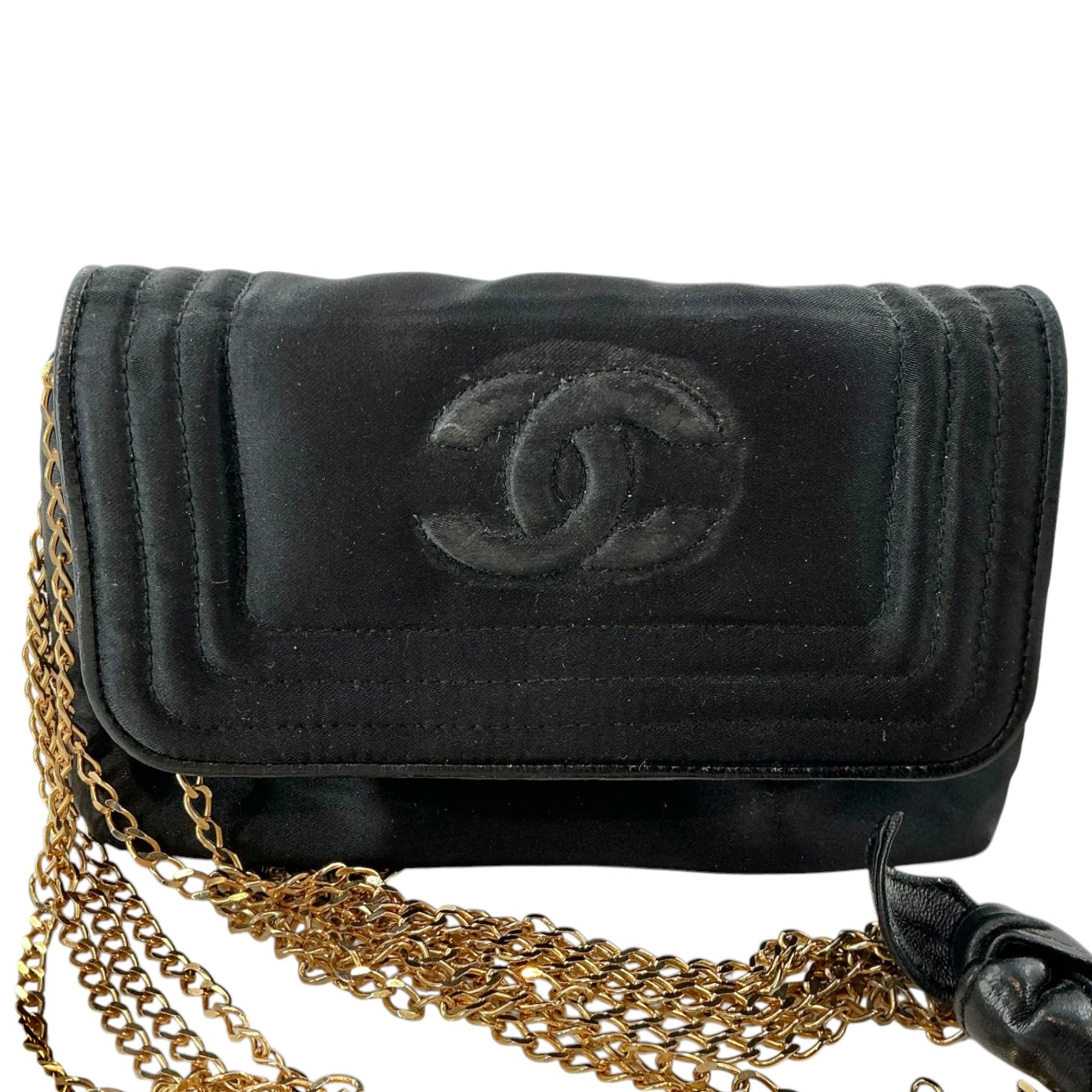 Vintage Chanel Satin and Calfskin Mini Shoulder Bag