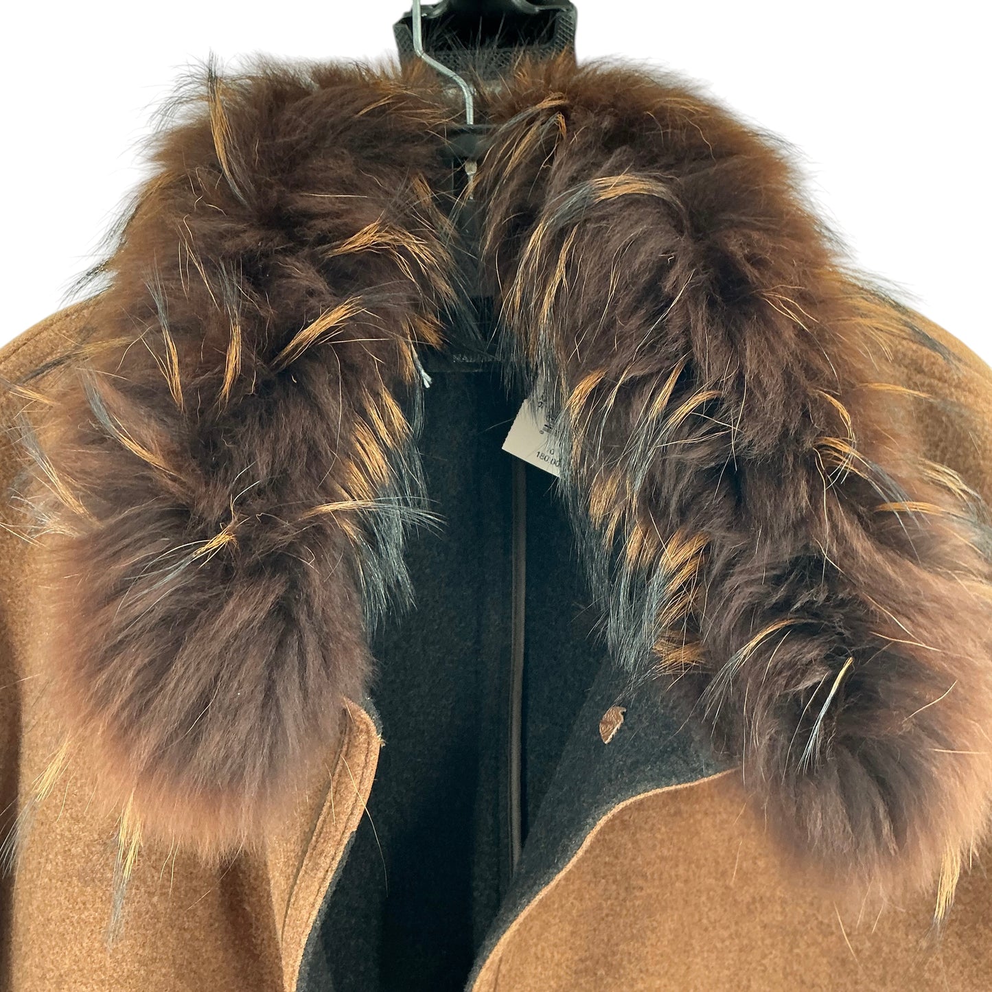 Schneiders Salzburg Brown Wool Blend Fur Trim Swing Coat