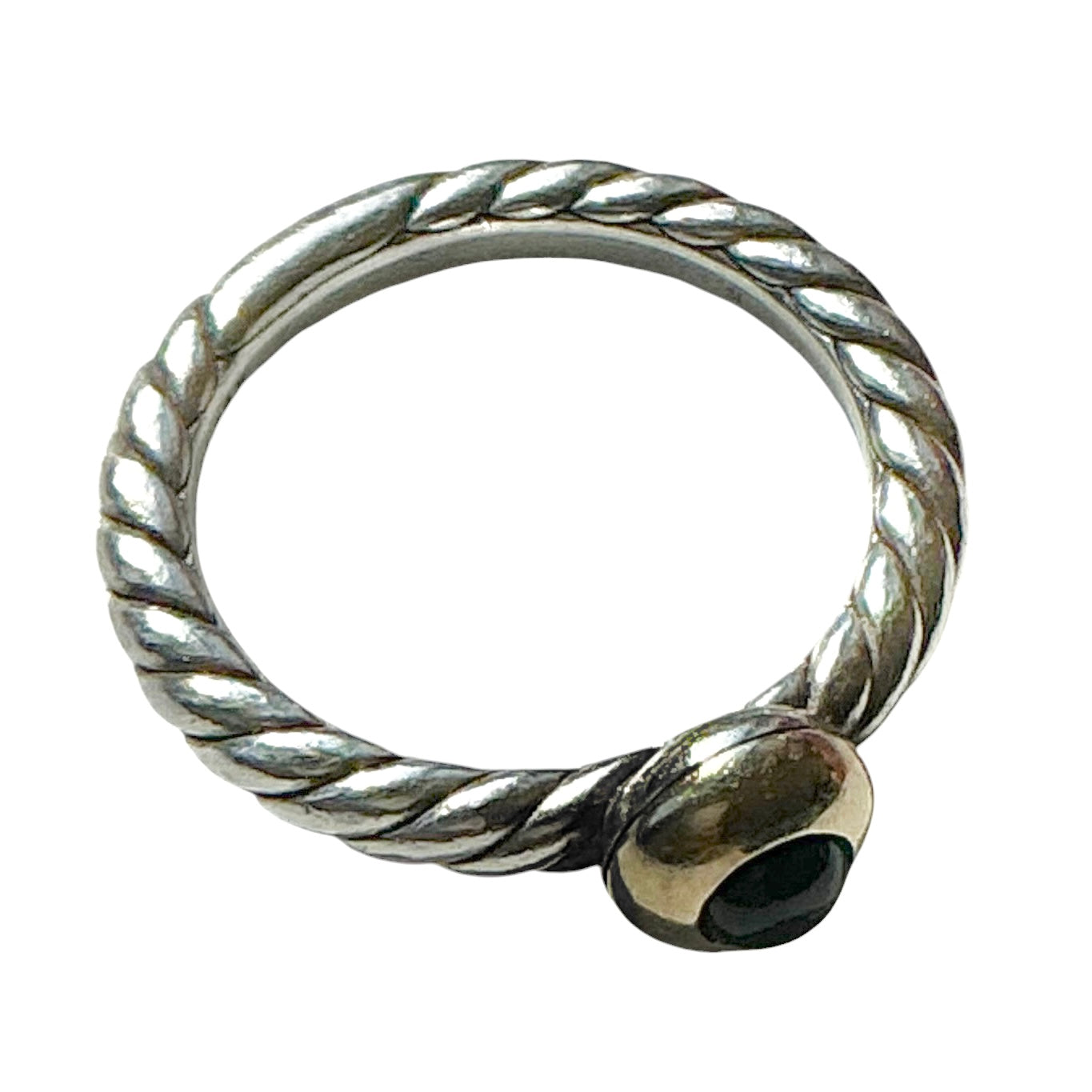 David Yurman Petite Cable Ring in Sterling Silver with 14K Gold and Black Onyx