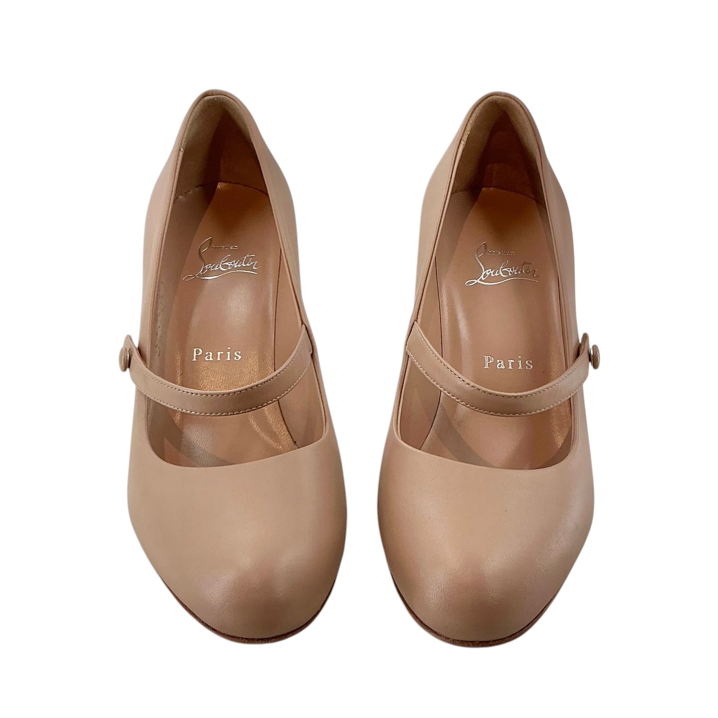 Christian Louboutin Pumppie Nude Leather Mary Jane Pumps