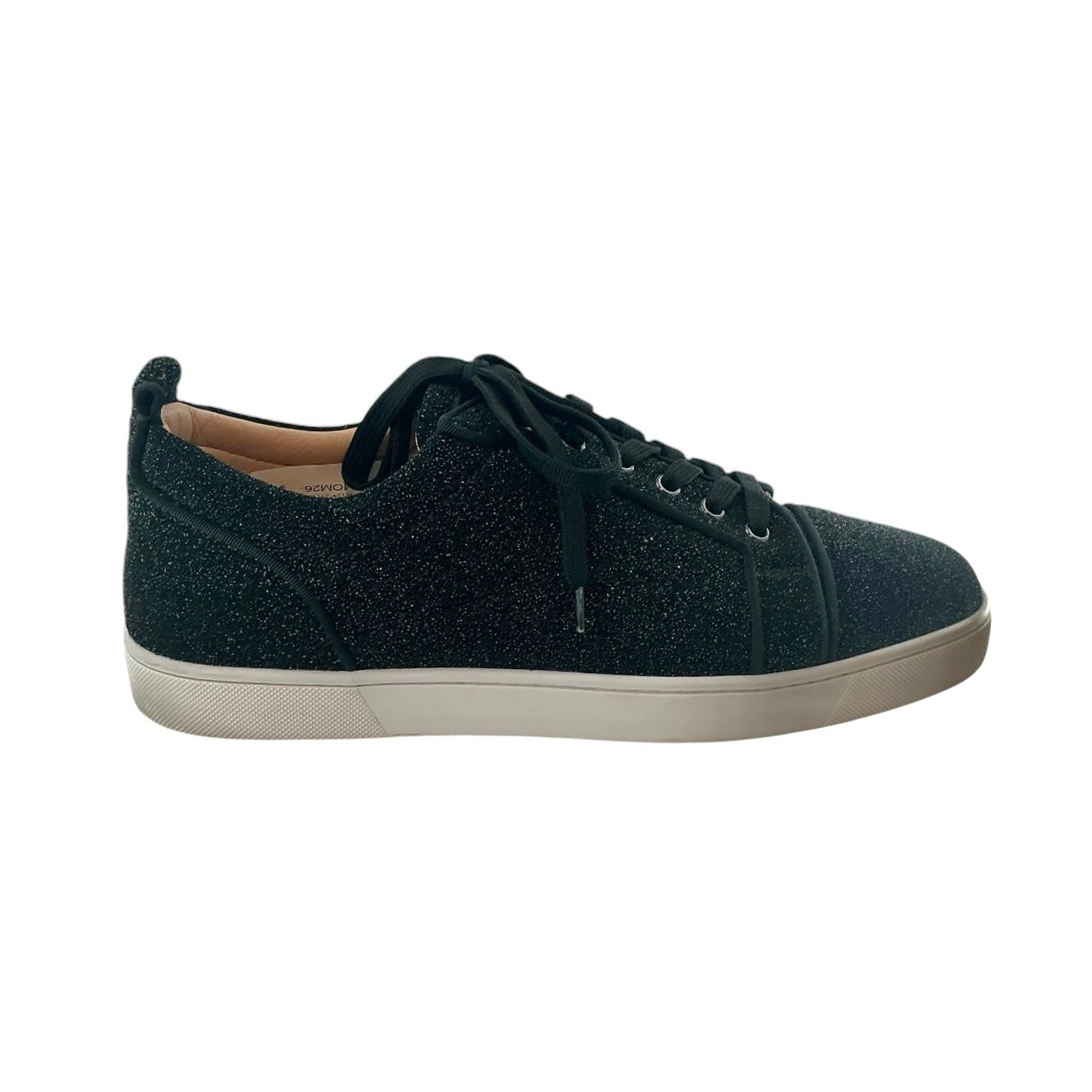 Christian Louboutin Louis Junior Orlato Flat Black Glitter Sneakers