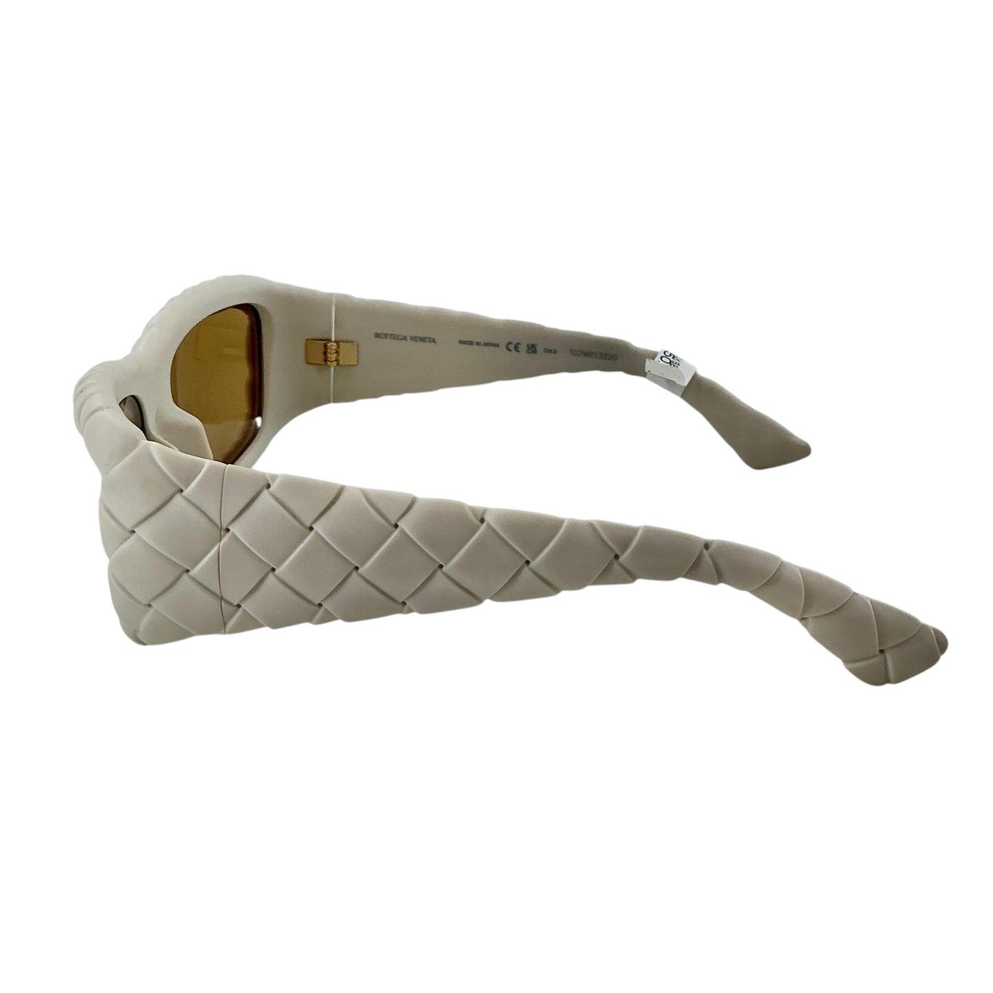 Bottega Veneta BV1303S 006 Padded Intrecciato Sunglasses Chalk White Gold