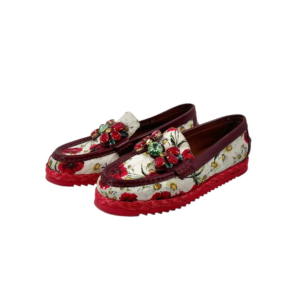 Dolce & Gabbana Palermo Crystal Embellished Floral Brocade Loafers