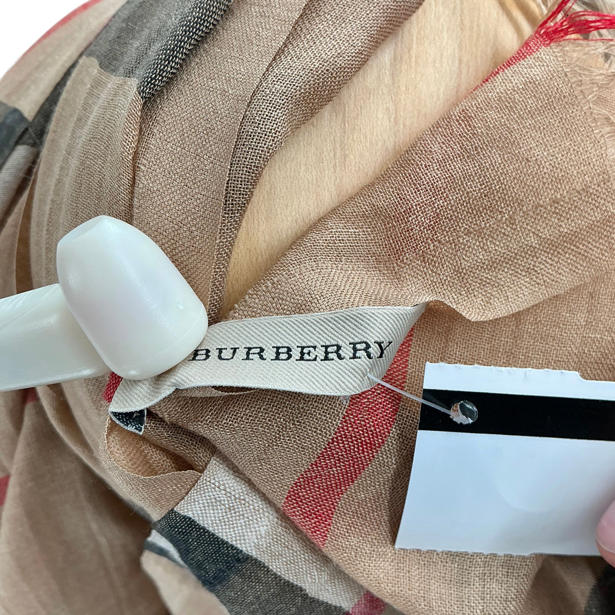 Burberry Classic Plaid Wool Silk Blend Lightweight Scarf Wrap