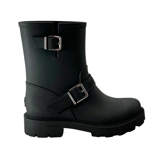 Jimmy Choo Black Biker Rubber Rain Boots