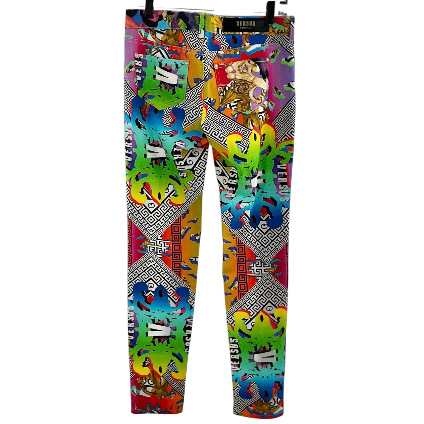 Versus Versace Rainbow Baroque Print Slim-Fit Stretch Jeans