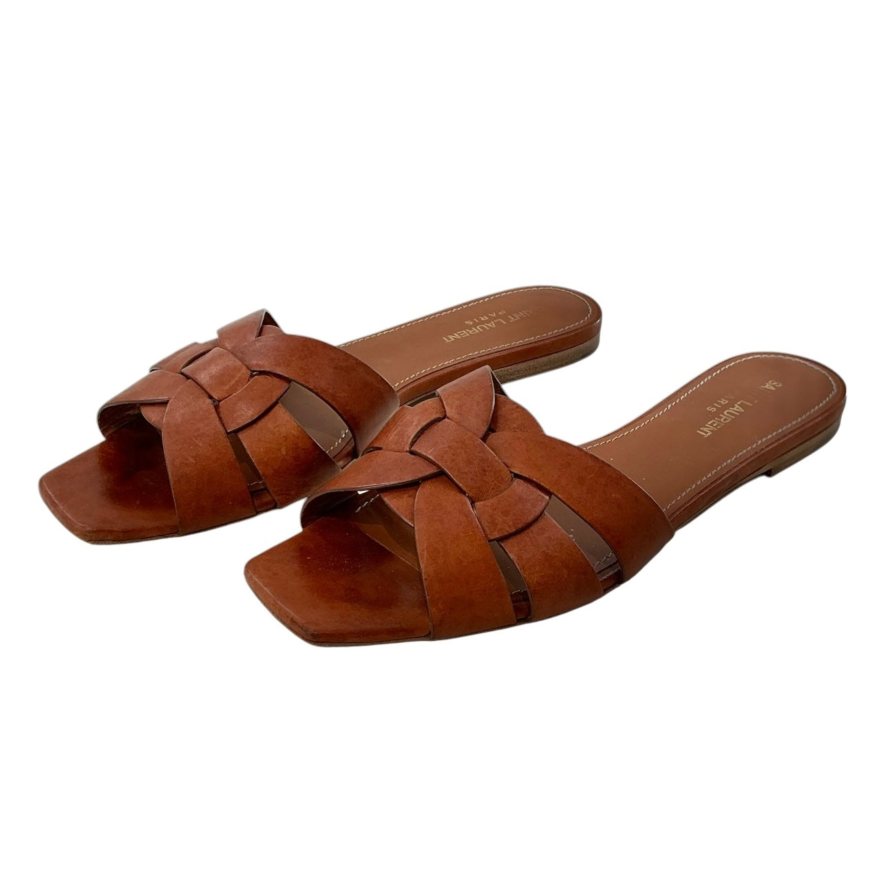Saint Laurent Tribute Nu Pieds Leather Slide Sandals