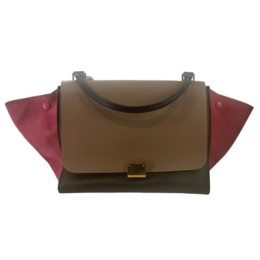 Celine Medium Tricolor Trapeze Bag in Leather and Suede