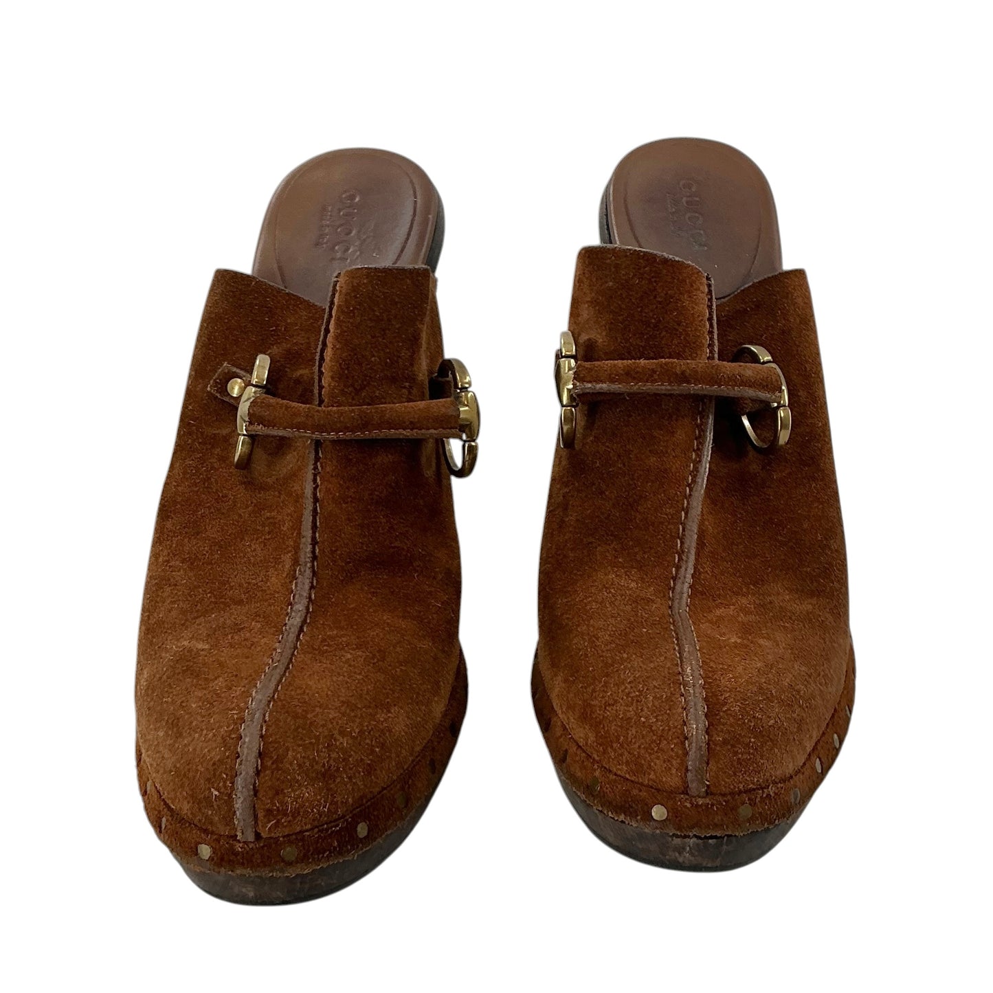 Gucci Horsebit Suede Platform Clog Mules