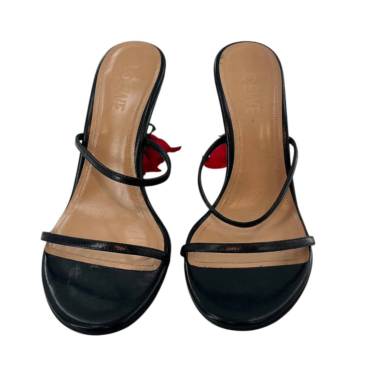 LOEWE Rose Heel Leather Strappy Sandals