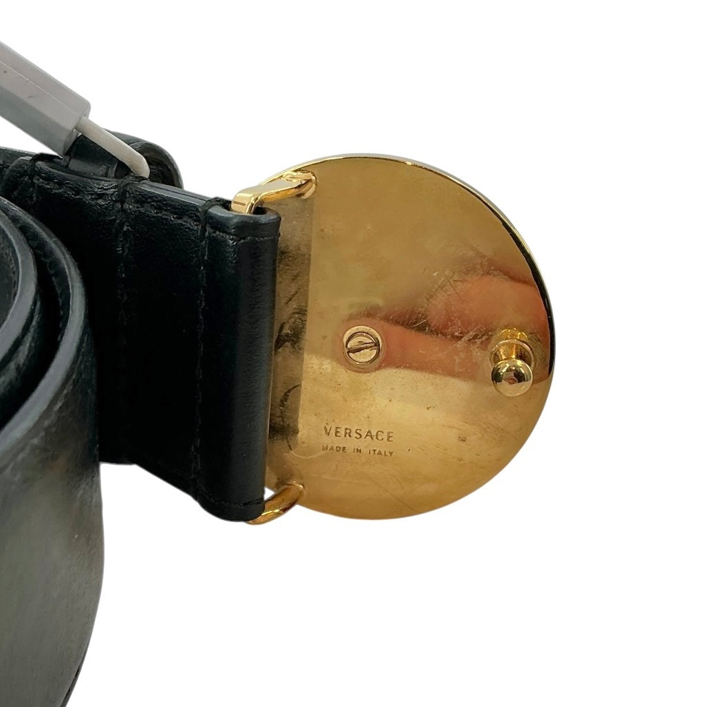 Versace Black Leather Medusa Buckle Belt