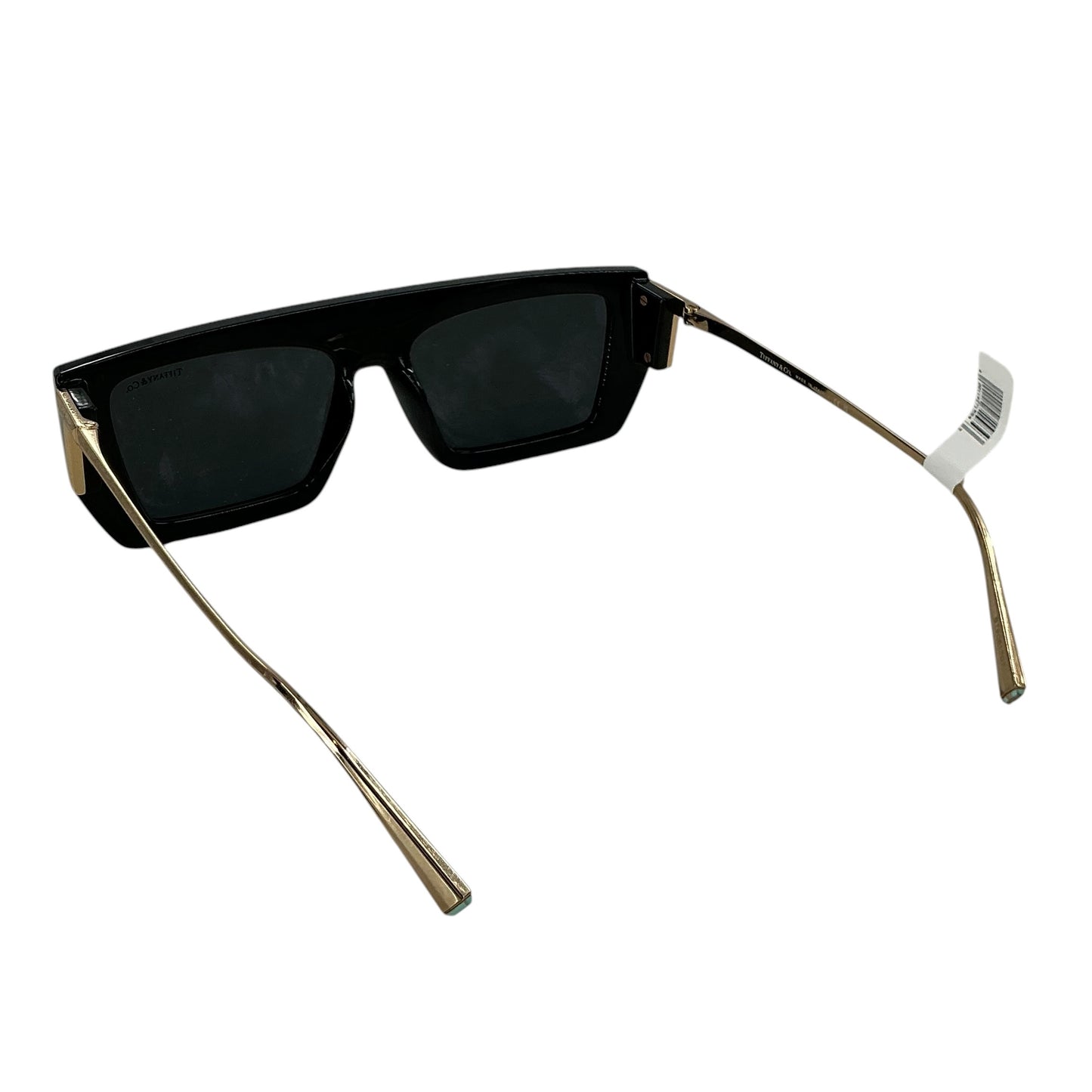Tiffany & Co. Black Rectangular Sunglasses Gold T-Logo Accent