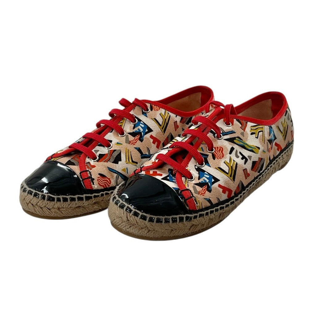 Fendi Junia Multicolor Canvas Patent Leather Espadrille Sneakers