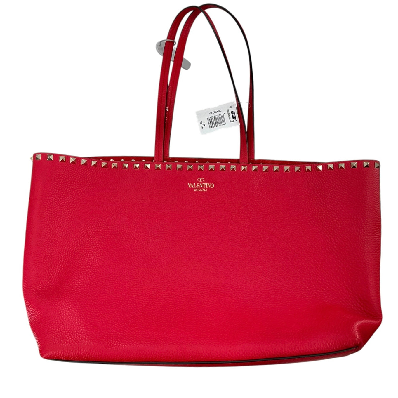 Valentino Garavani Rockstud Tote in Red Grainy Calfskin Leather