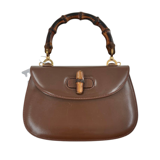 Gucci Vintage Bamboo 1947 Medium Brown Leather Top-Handle Bag