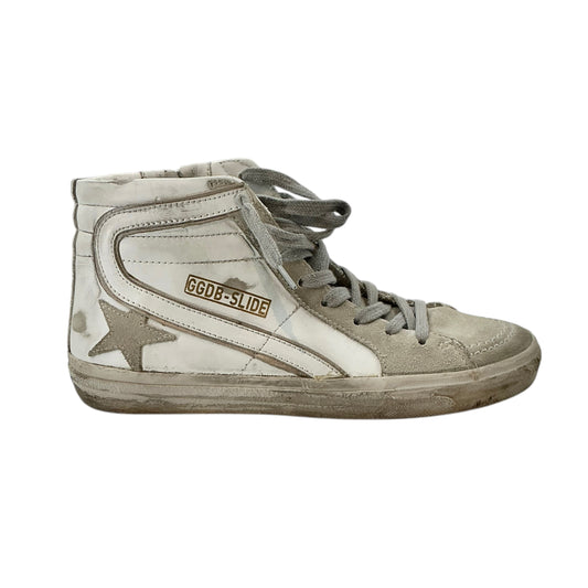 Golden Goose Deluxe Brand Slide High Top White Gray Sneakers
