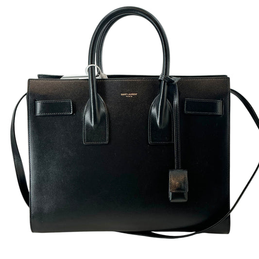 Saint Laurent Classic Medium Sac de Jour Bag in Black Smooth Leather