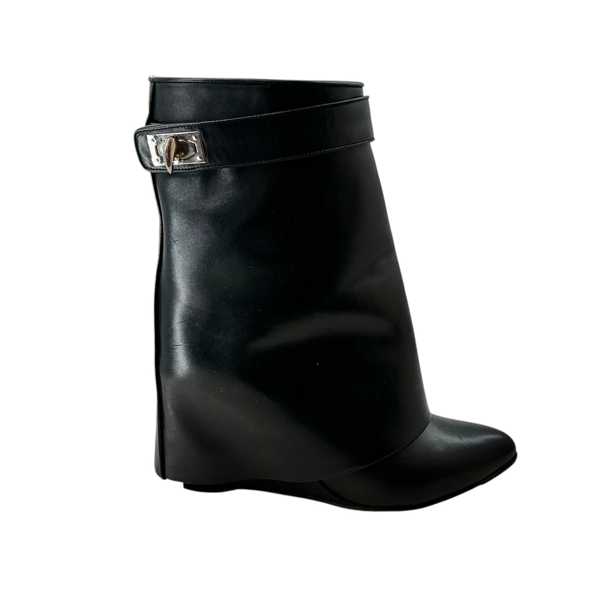 Givenchy Black Leather Shark Lock Ankle Boots