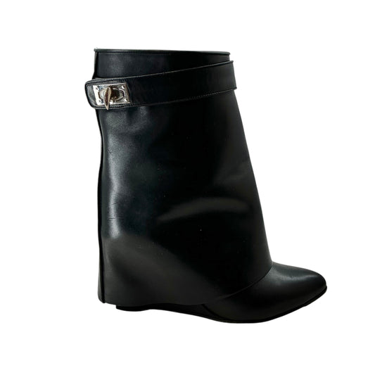Givenchy Black Leather Shark Lock Ankle Boots