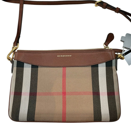 Burberry House Check Derby Peyton Crossbody Bag - Tan Leather