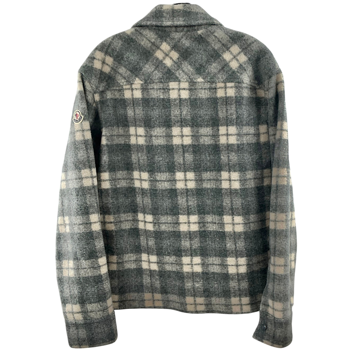 Moncler Grey Tartan Plaid Full-Zip Wool-Blend Flannel Jacket