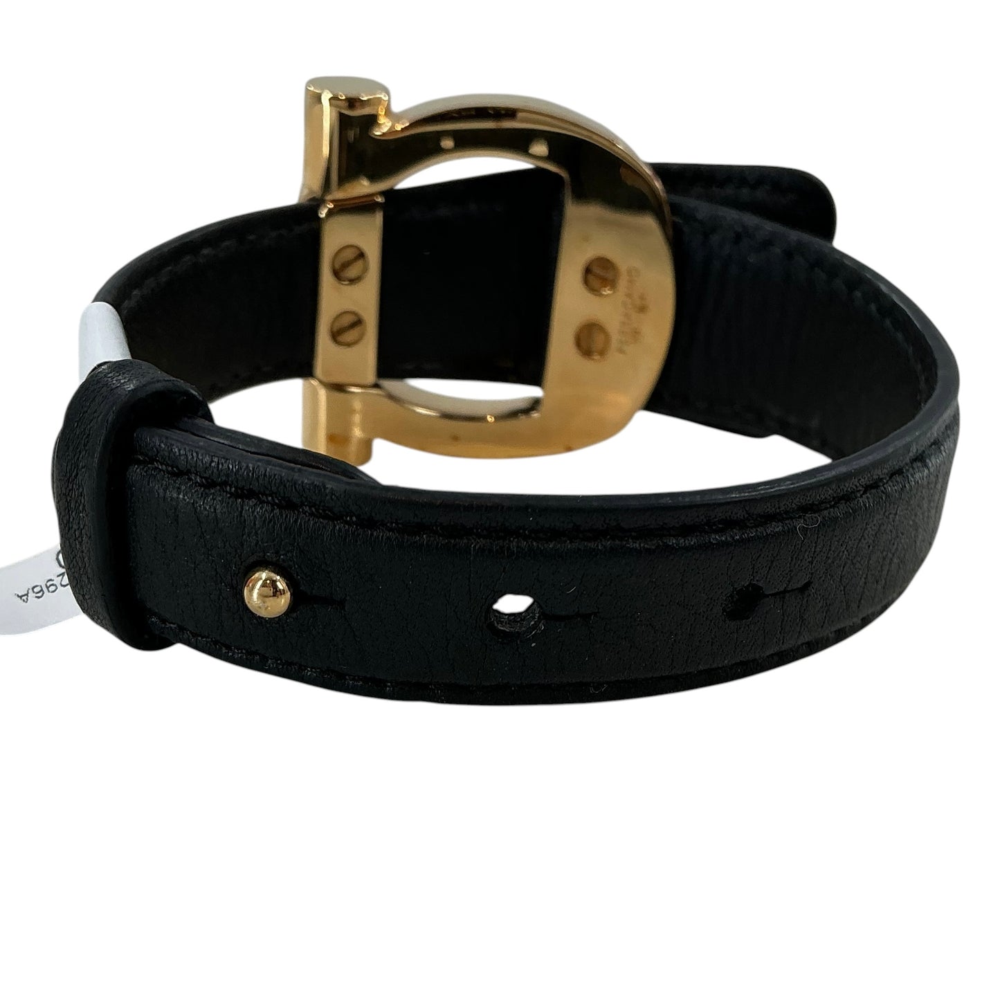 Ferragamo Black Gancini Leather Bracelet