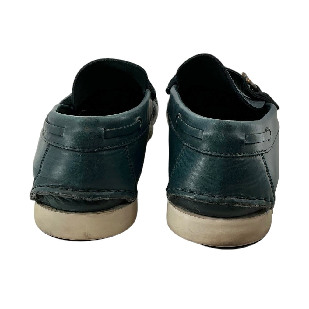Salvatore Ferragamo Blue Leather Gancini Bit Loafers