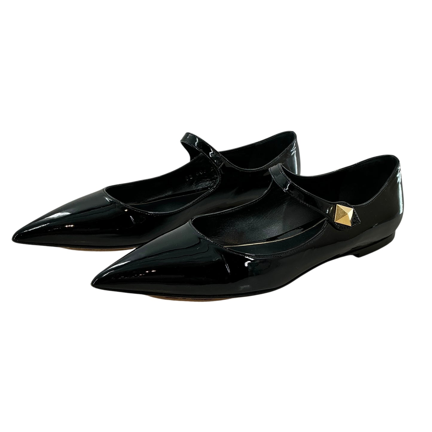 Valentino Garavani One Stud Patent Leather Pointed Toe Mary Jane Flats