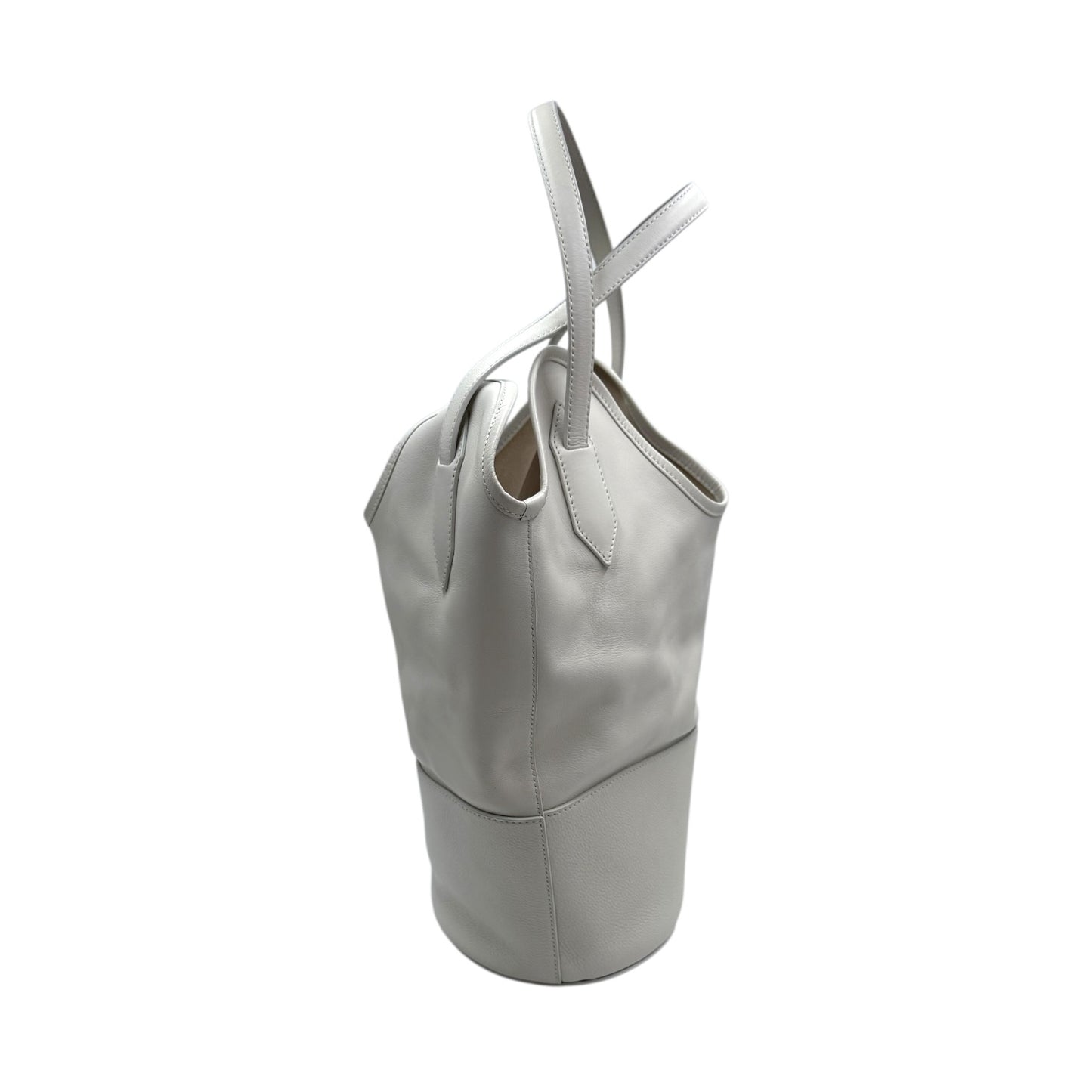 J&M Davidson Ecru Leather Bucket Bag