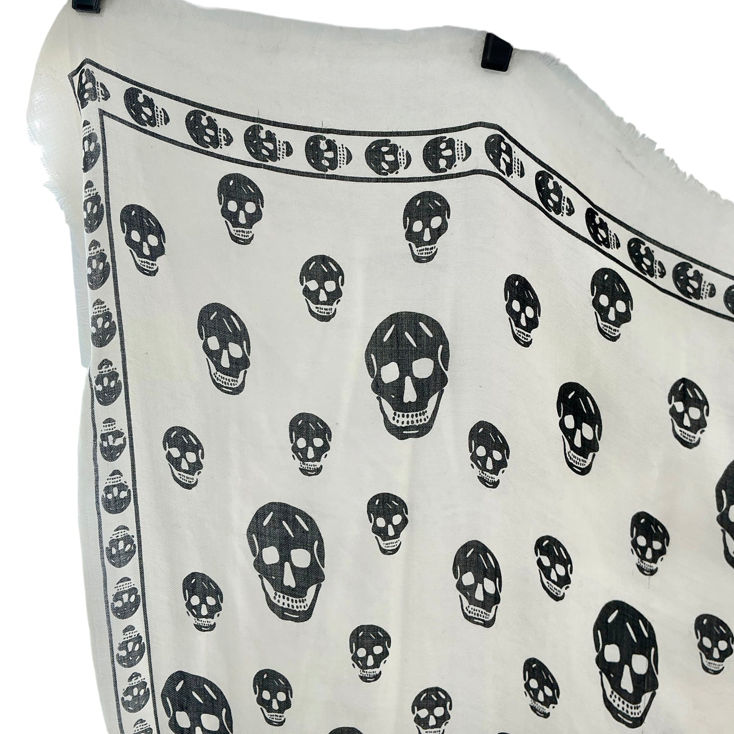 Alexander McQueen Silk Skull Chiffon Scarf - Ivory / Black