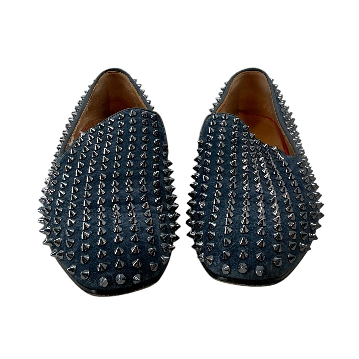 Christian Louboutin Dandelion Spikes Loafers Navy Blue Suede