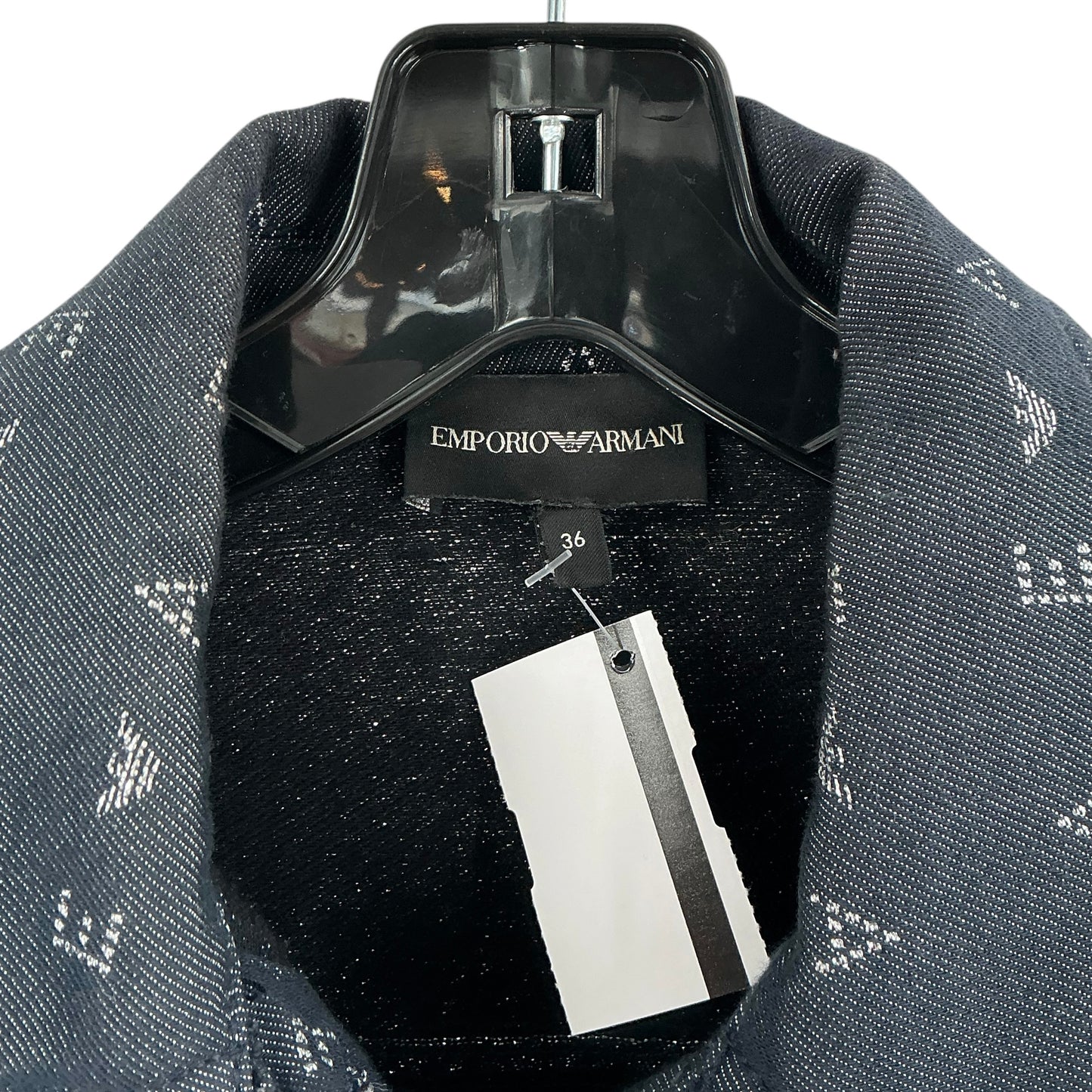 Emporio Armani All-Over Logo Monogram Black Denim Jacket