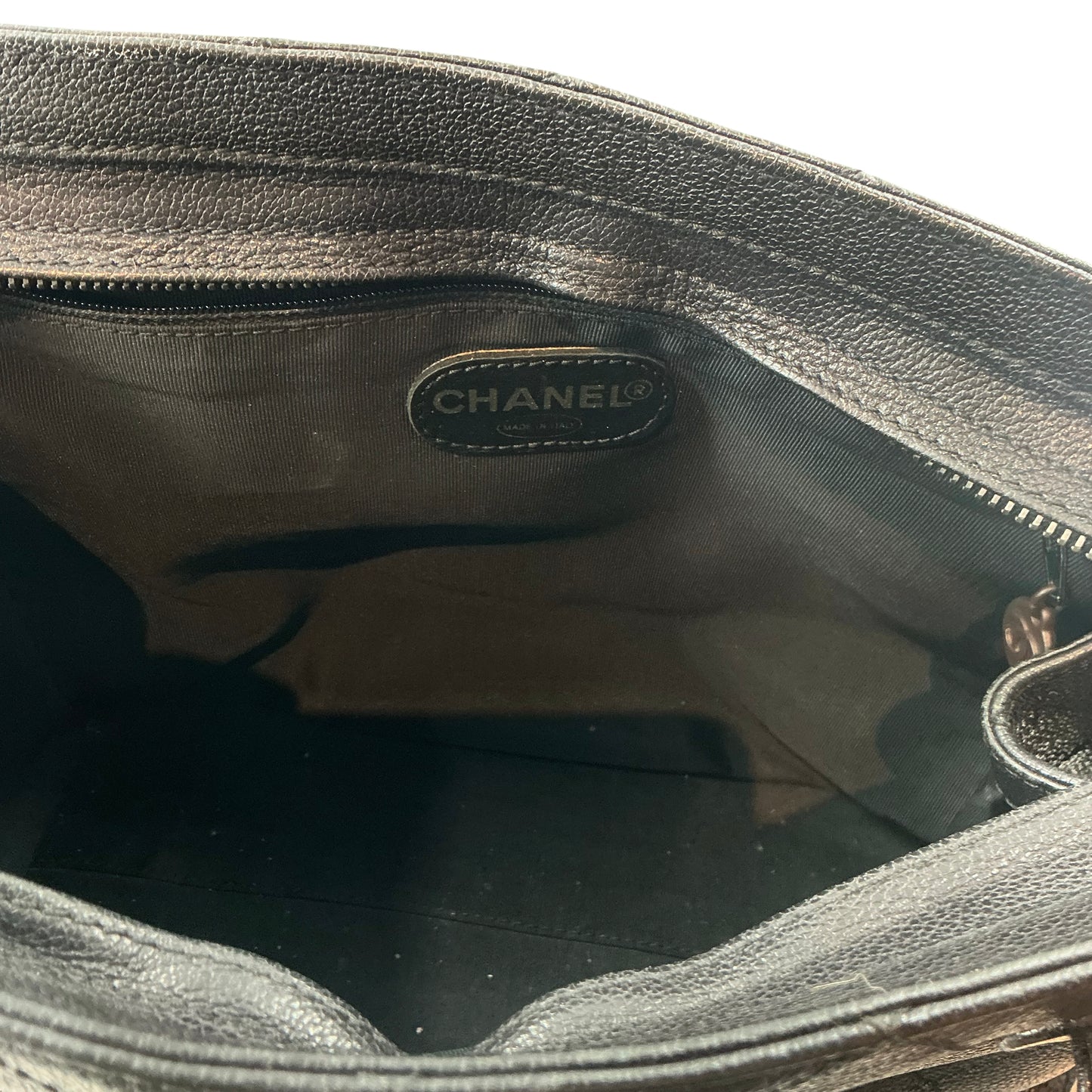 Chanel Black Quilted Caviar Leather Tote with Tortoise Resin Handle