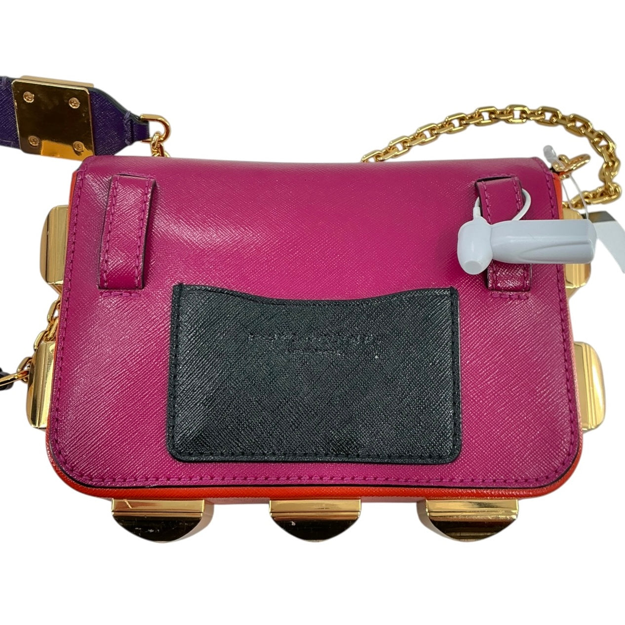 Marc Jacobs The Hip Shot Saffiano Leather Convertible Belt Bag / Crossbody — Magenta Pink & Gold Multi