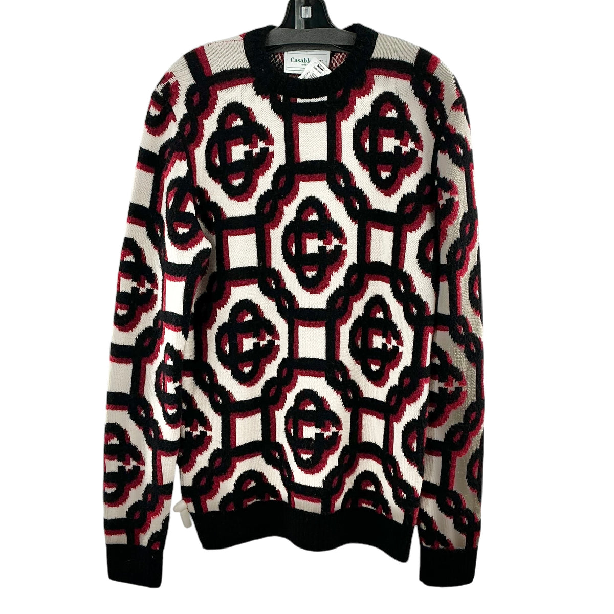 Casablanca 3D Monogram Intarsia Knit Sweater Off-White/Red/Black