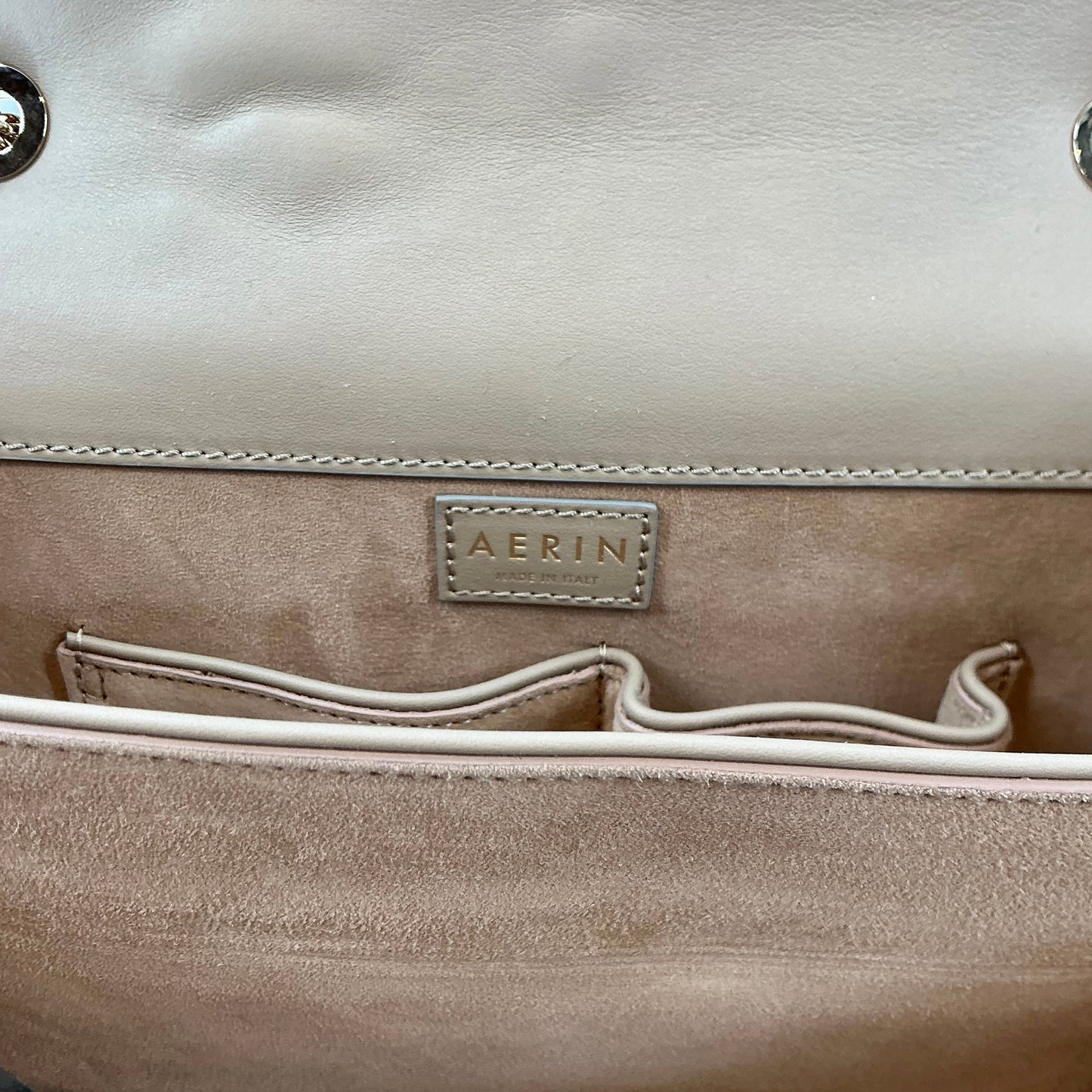 AERIN Resort Collection Embroidered Suede Shoulder Bag – Taupe/Grey