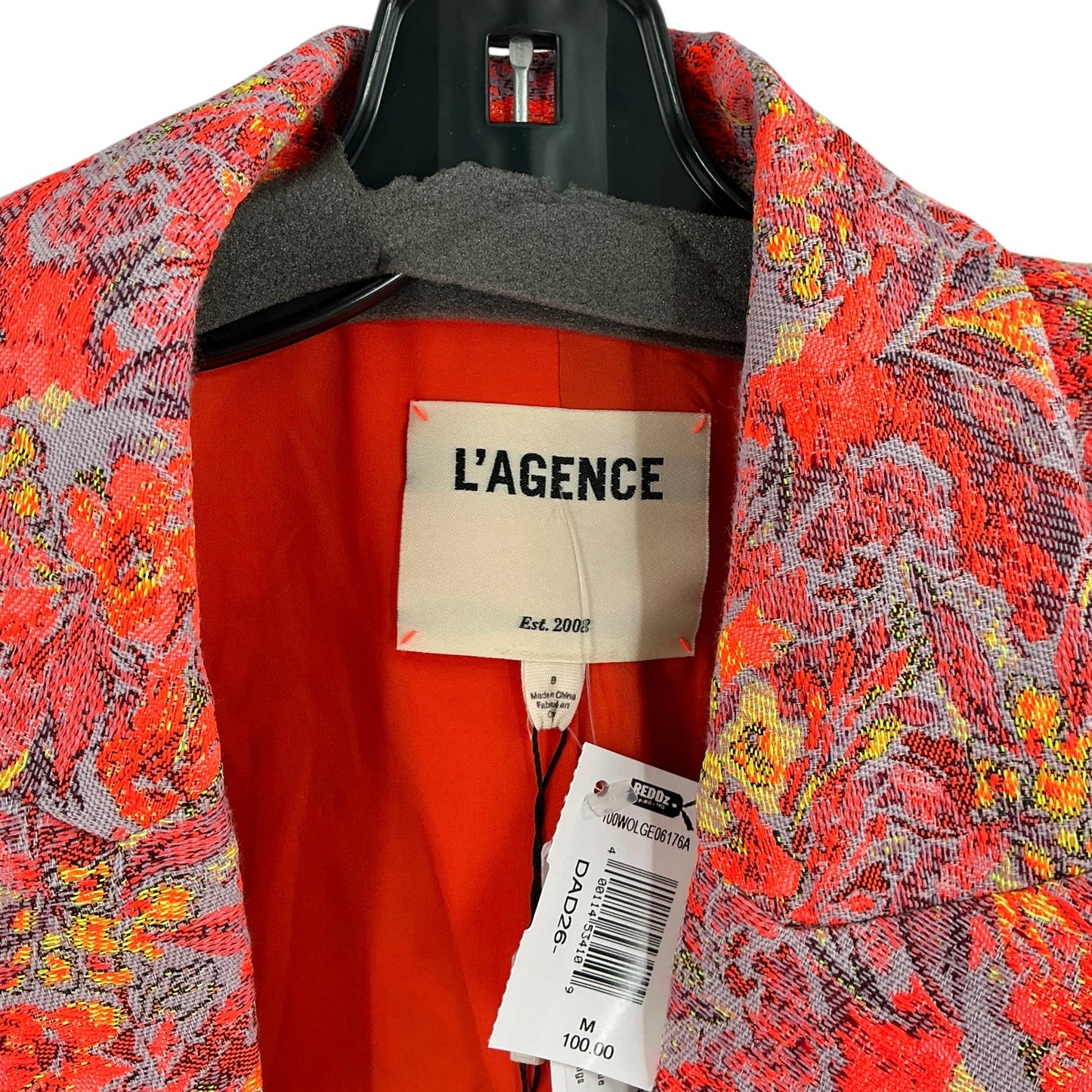 L’Agence Lila Orange Floral Boxy Cropped Blazer