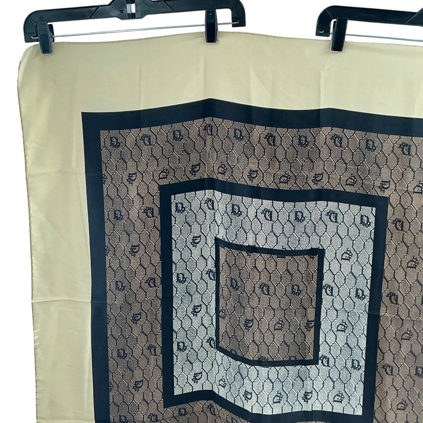 Vintage Christian Dior Silk Monogram Geometric Honeycomb Square Scarf