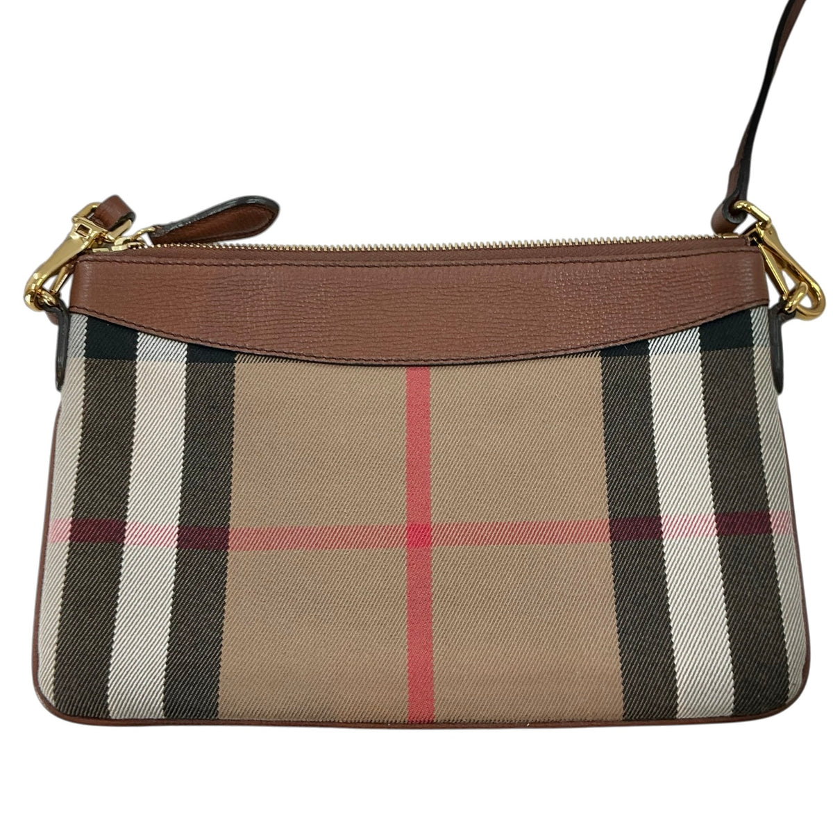 Burberry House Check Derby Peyton Crossbody Bag - Tan Leather