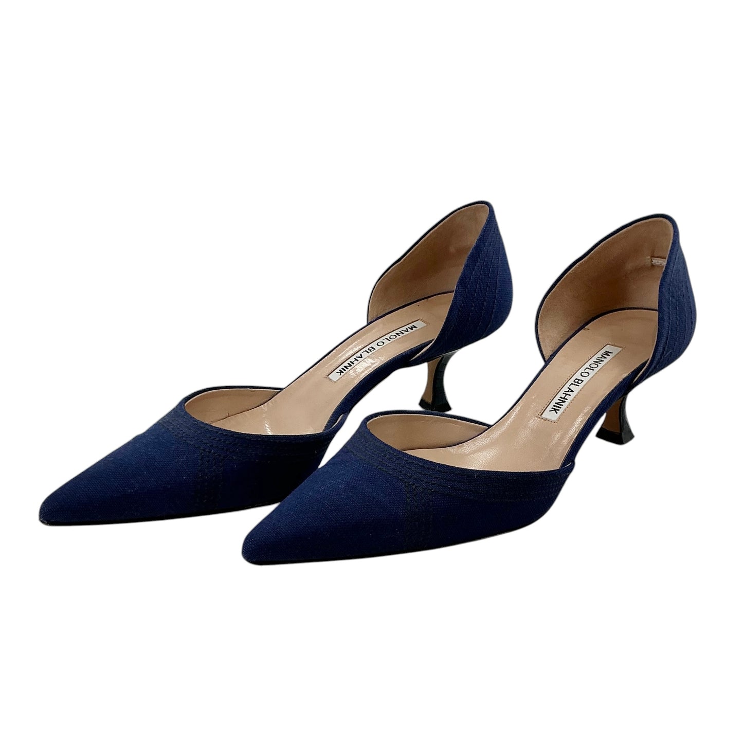 Manolo Blahnik Pointed Toe D'Orsay Navy Pumps