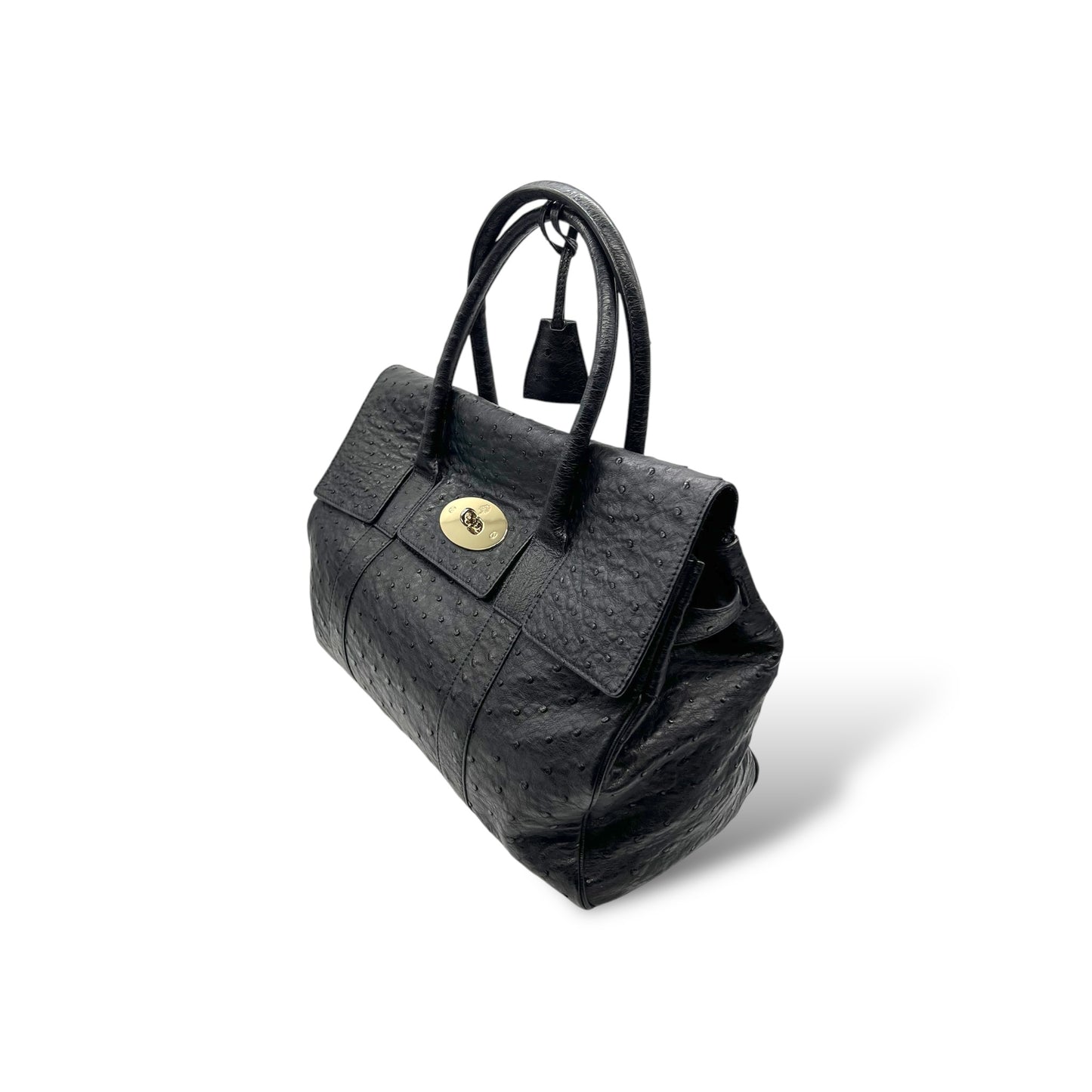 Mulberry Classic Bayswater in Black Ostrich Leather with Gold Hardware