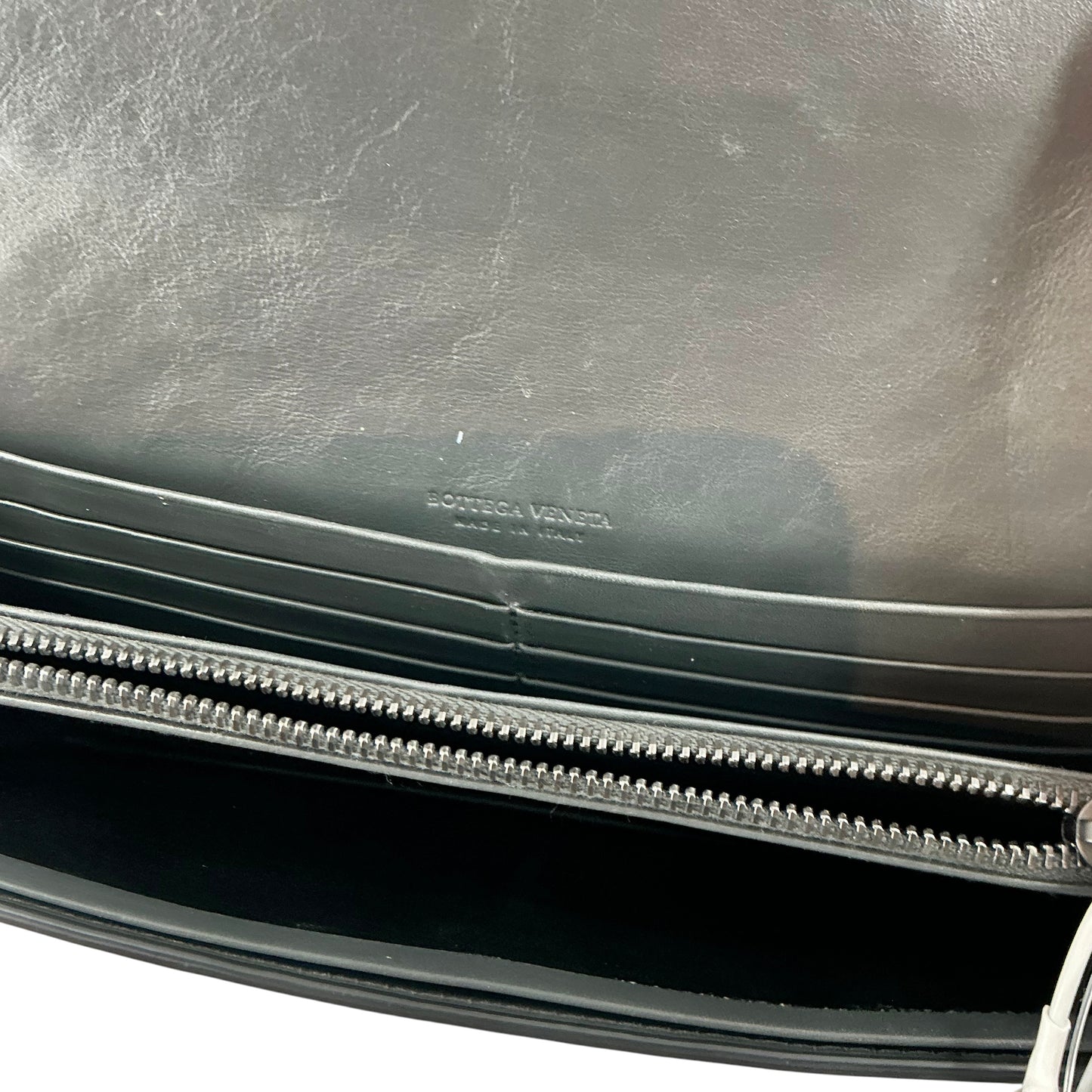 Bottega Veneta Black Intrecciato Leather Flap Wallet - Continental Long Purse
