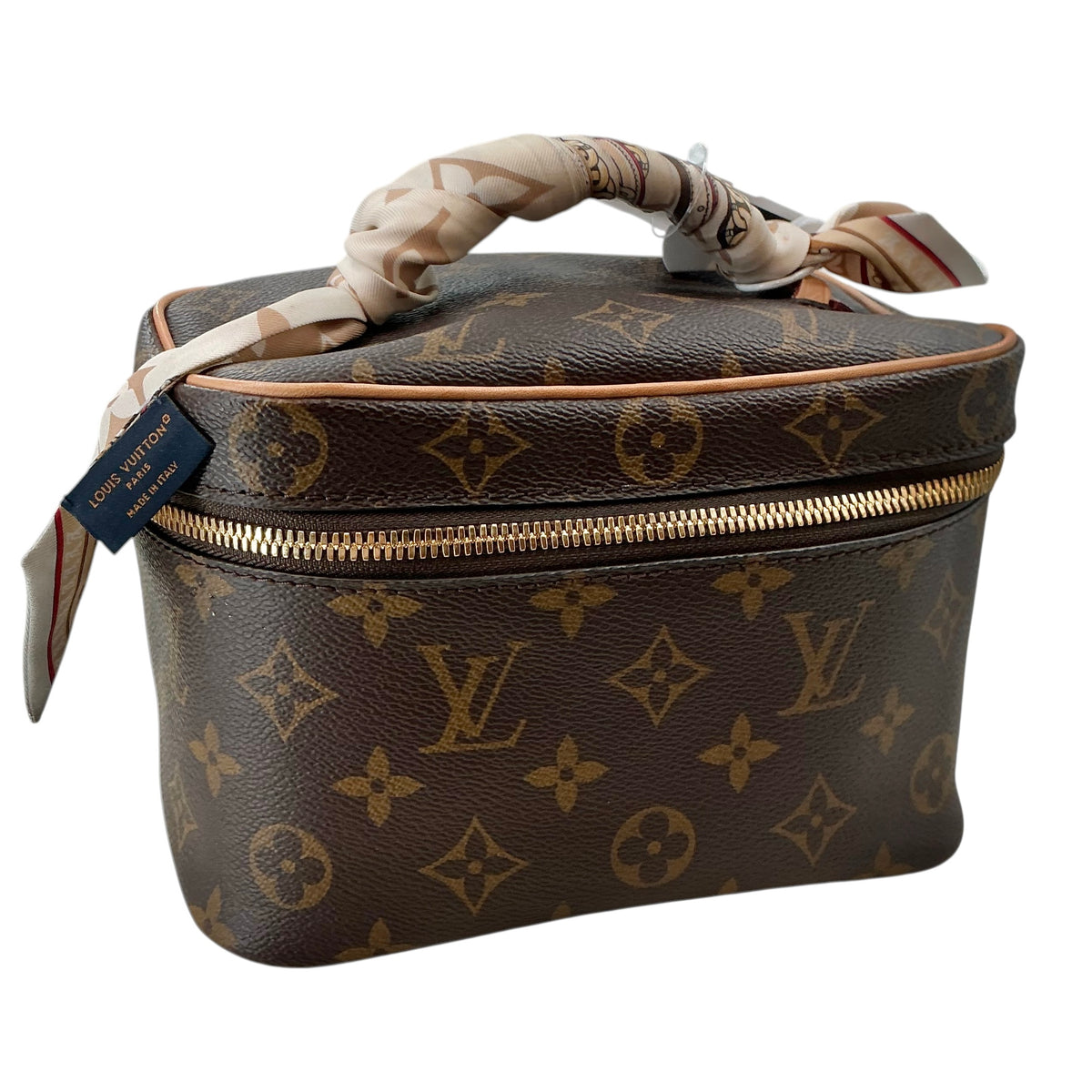 Louis Vuitton Monogram Nice Nano Vanity Case / Toiletry Pouch with Silk Bandeau Accent